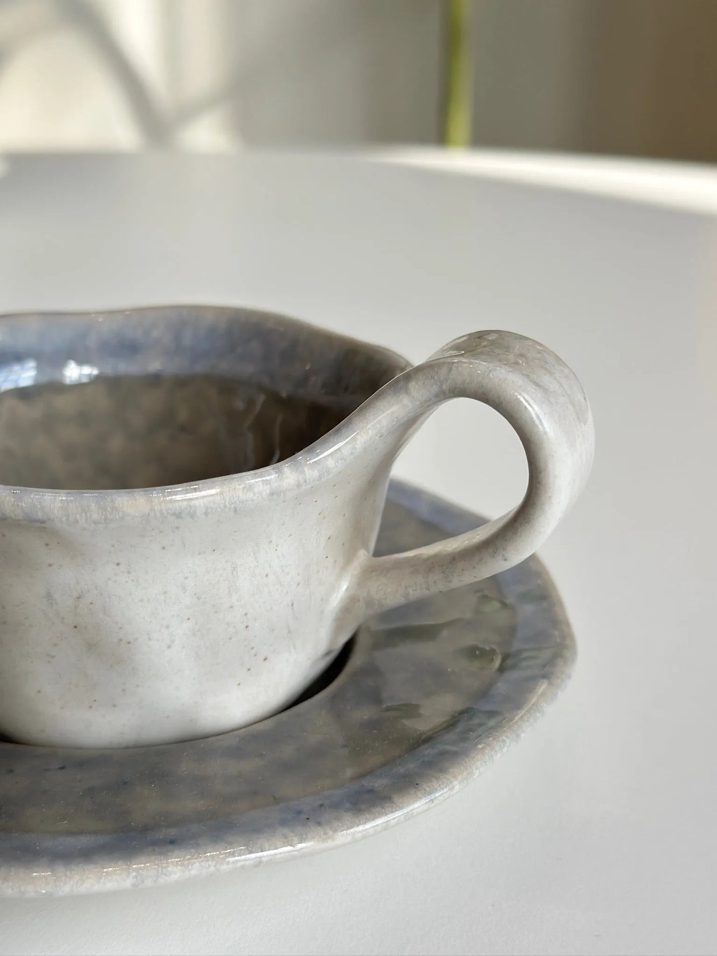 Glazed Ceramic Teacup and Saucer - Mellow