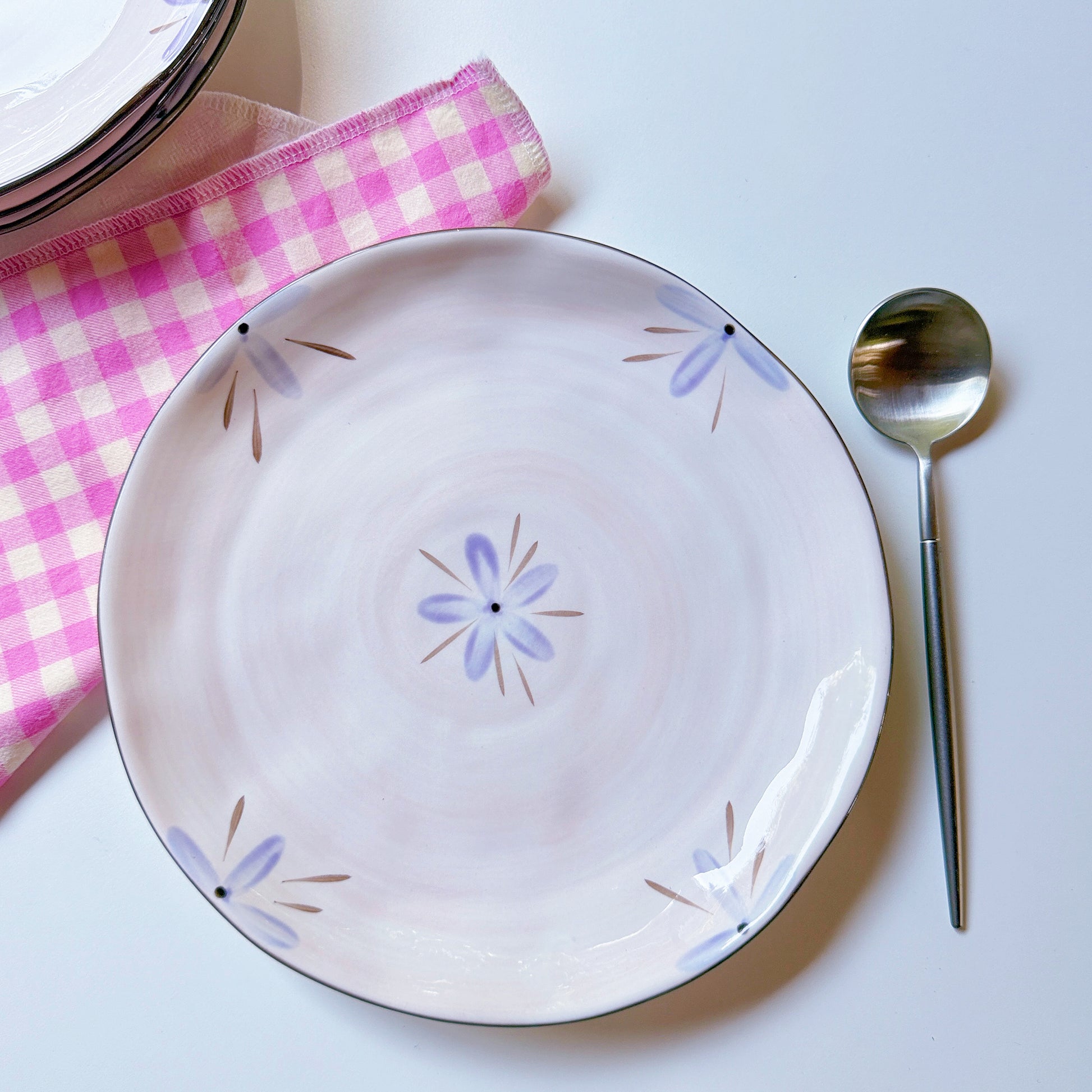 Sculpted Orchid porcelain dinner plates with hand-sculpted purple orchid floral pattern, set of 4