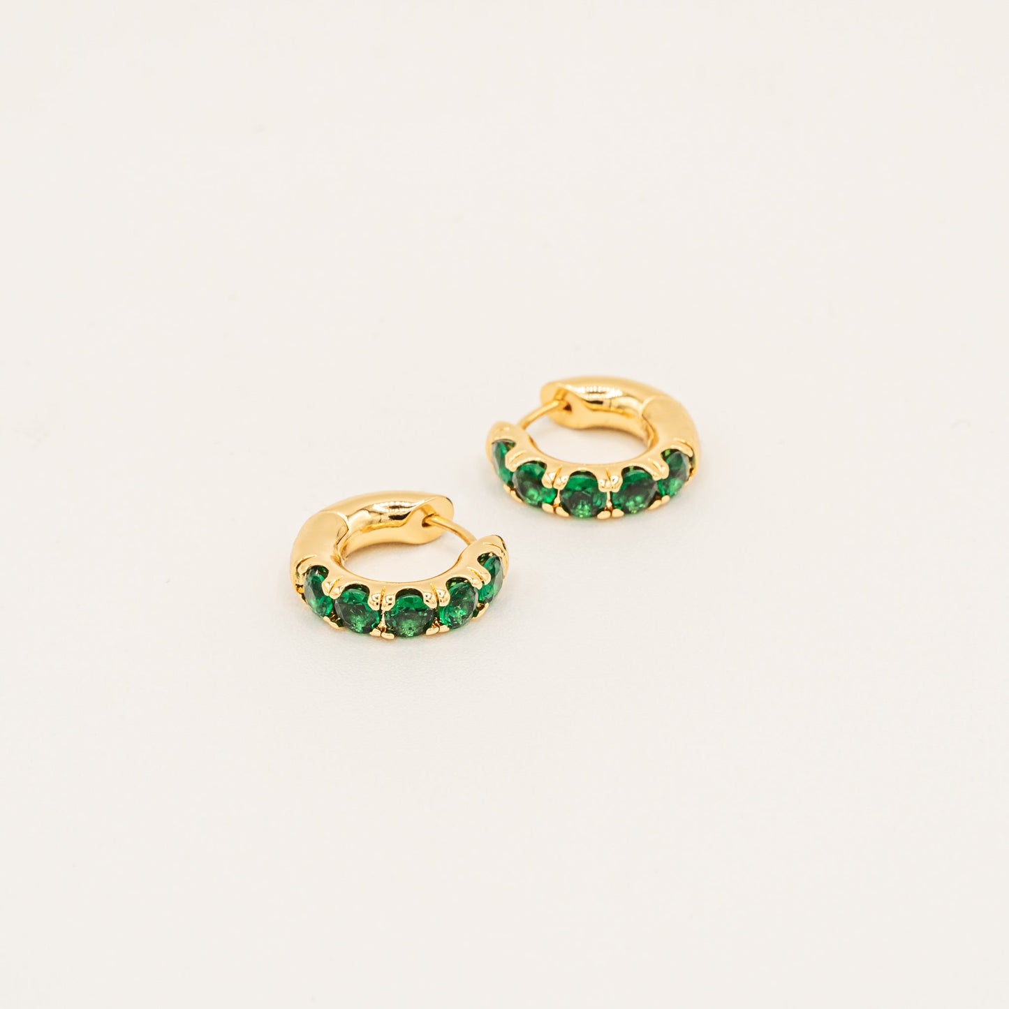Green Gem Loop Earrings