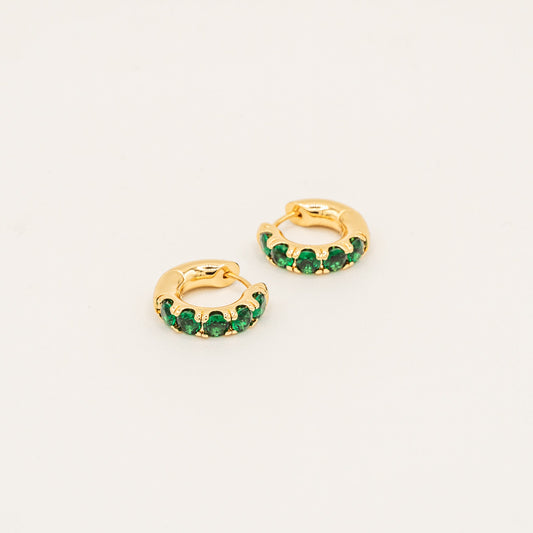Green Gem Loop Earrings