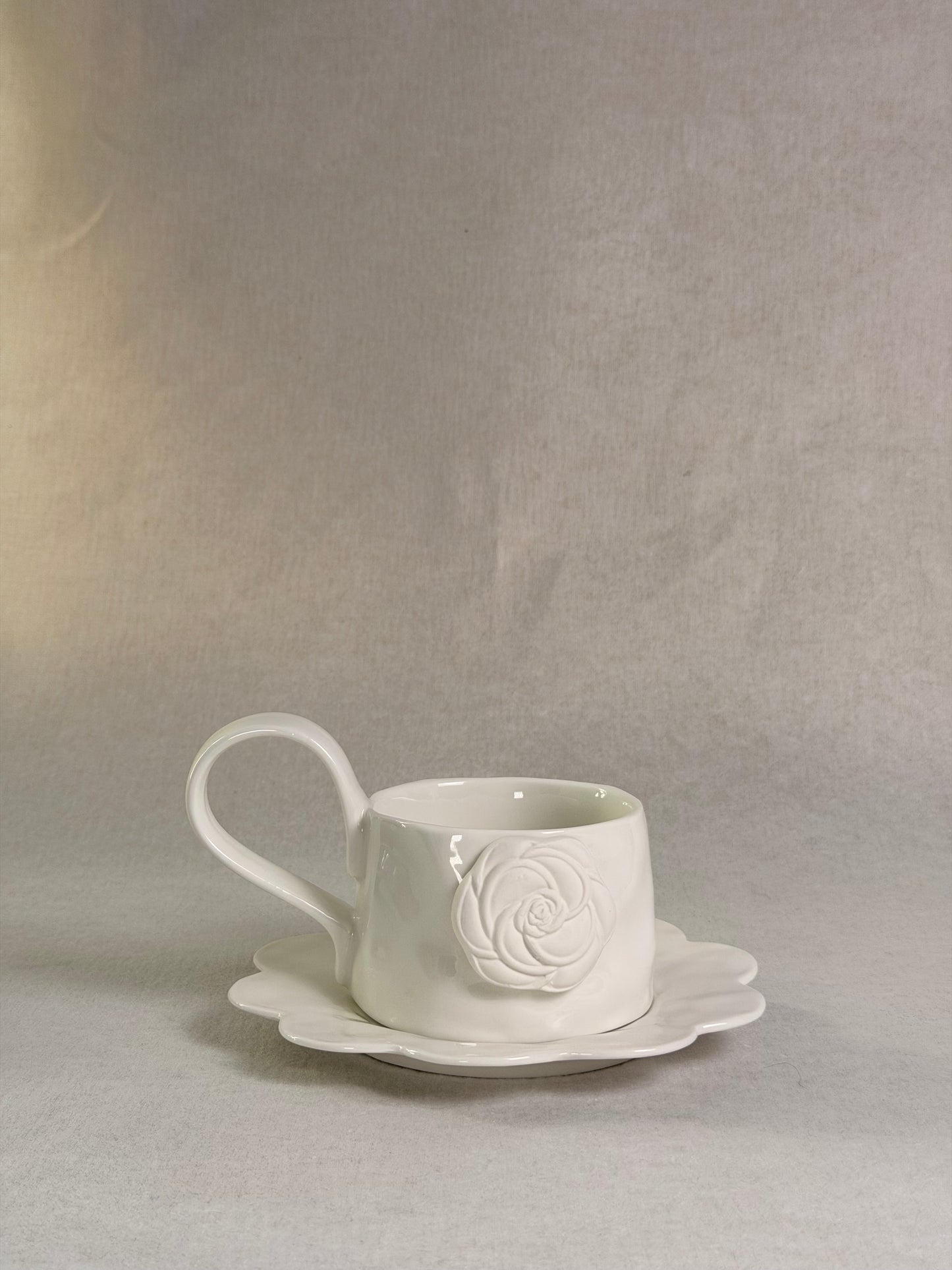 Alba Rose Ceramic Mug and Saucer
