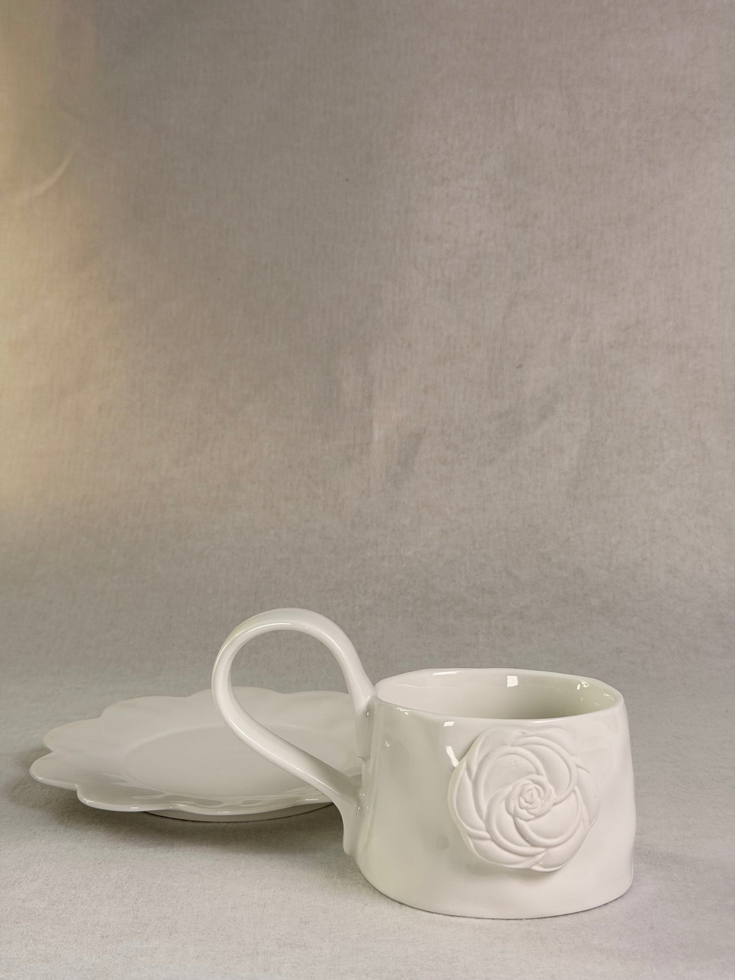 Alba Rose Ceramic Mug and Saucer