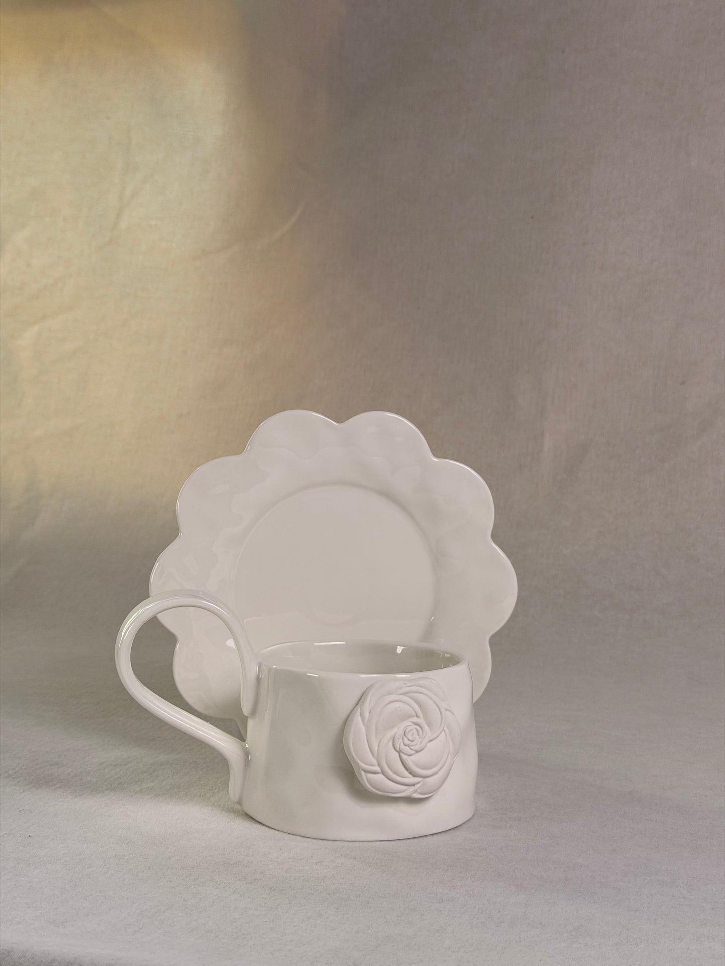 Alba Rose Ceramic Mug and Saucer