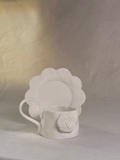 Alba Rose Ceramic Mug and Saucer