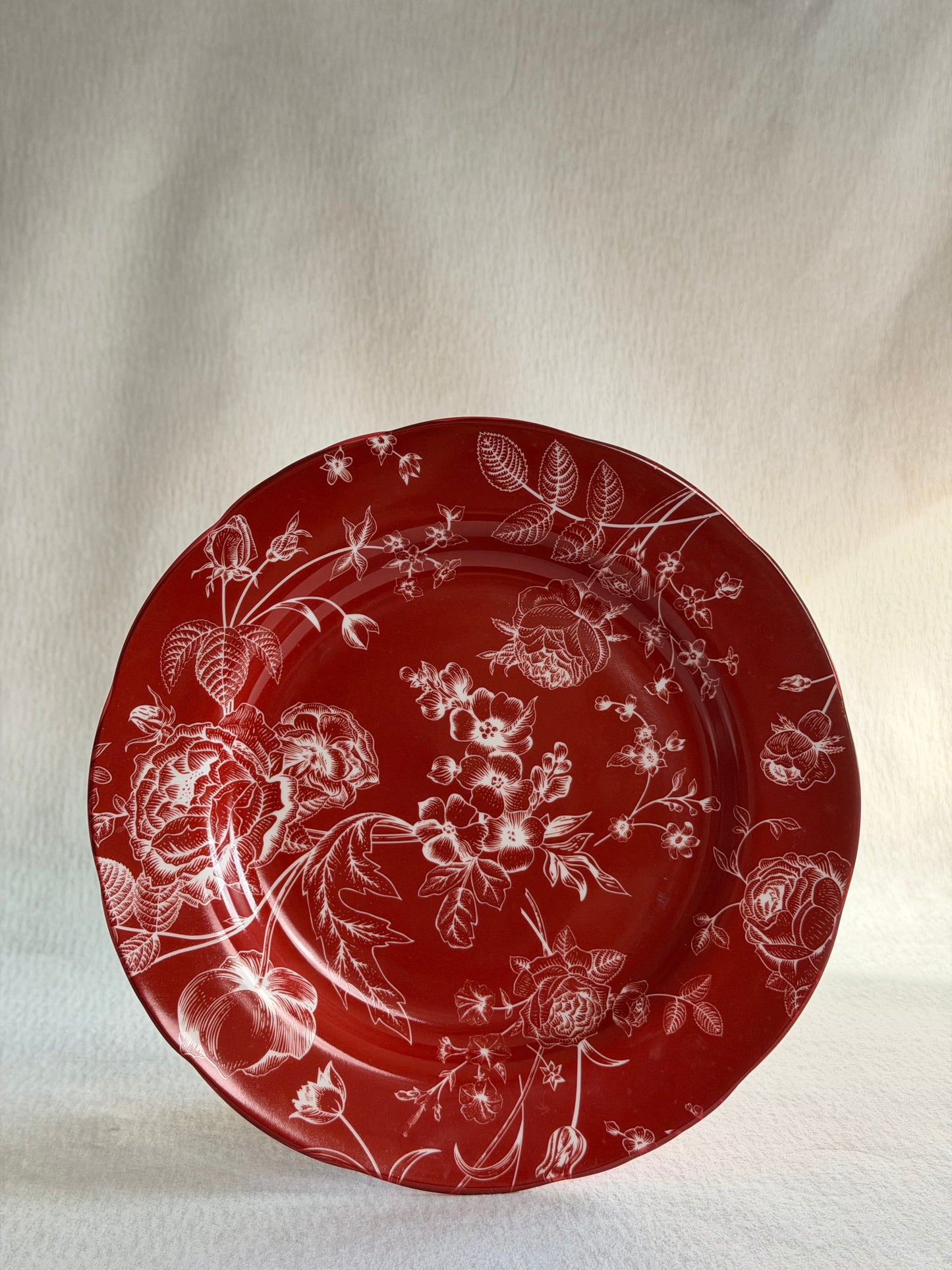 Cherry Chinoiserie Porcelain Dinner Plates, Set of 4