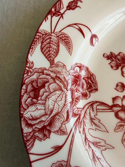 Scarlet Lace Porcelain Dinner Plates, Set of 4