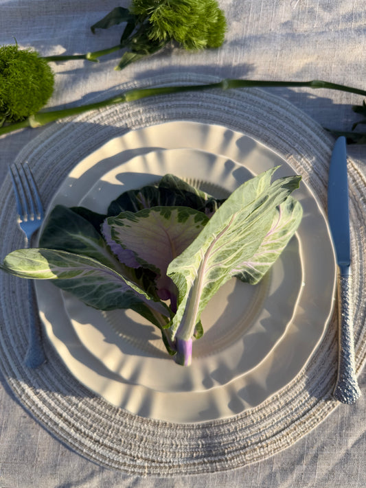 Provence Pleated Porcelain Dinnerware Set of 4