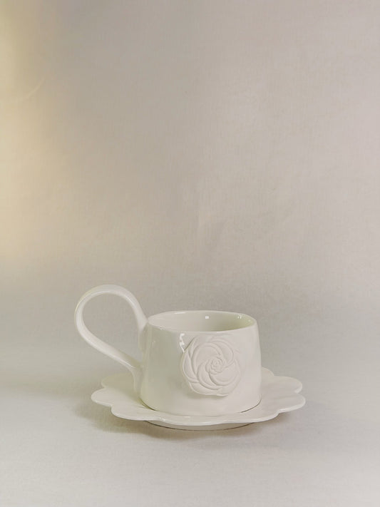 Alba Rose Ceramic Mug and Saucer