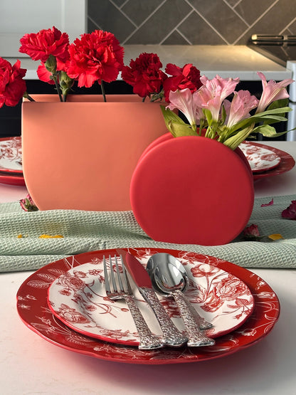 Cherry Chinoiserie Porcelain Dinner Plates, Set of 4