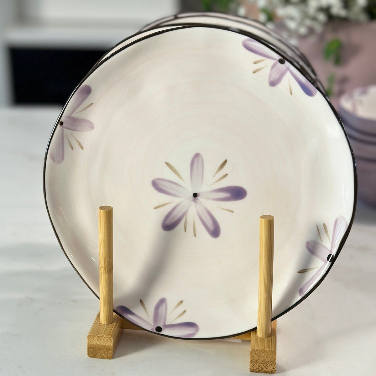 Sculpted Orchid Floral Salad Plates, Set of 4