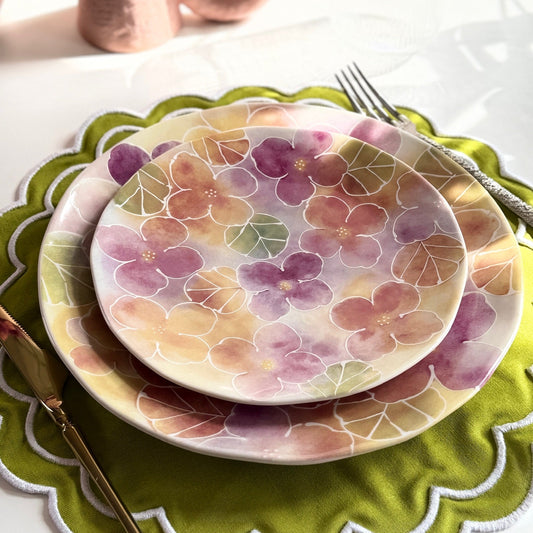 Watercolor Wildflower Floral Dinner Plates, Set of 4