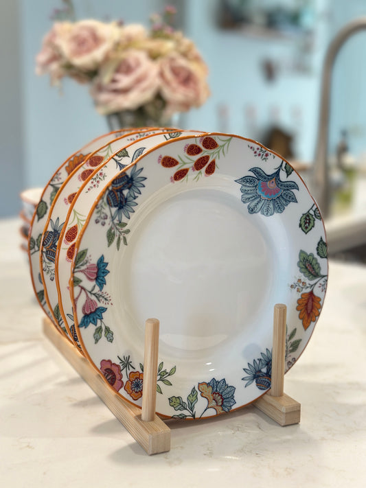 Azure Desert Floral Salad Plates, Set of 4