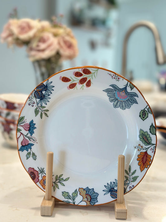 Azure Desert Floral Salad Plates, Set of 4