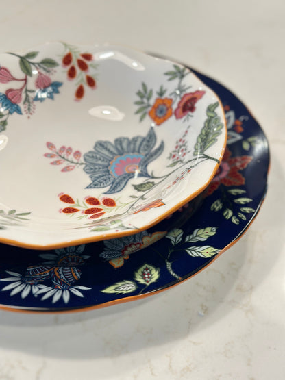 Azure Desert Floral Salad Bowls, Set of 4
