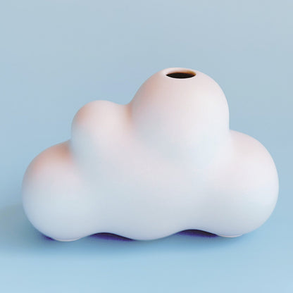 white ceramic vase on a light blue background