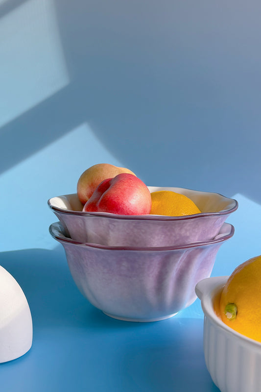 Lavender Ombre Ruffle Salad Bowls