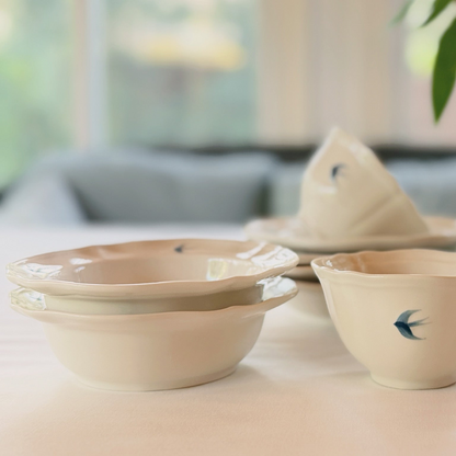 Bluebird Painted Salad Bowl, Set of 2