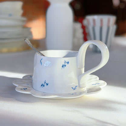Scalloped Porcelain Bluebell Mug and Saucer