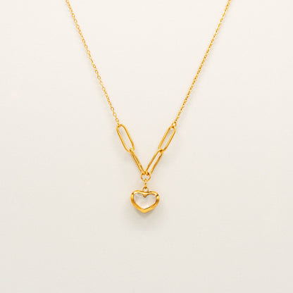 Mother of Pearl Heart Link Necklace