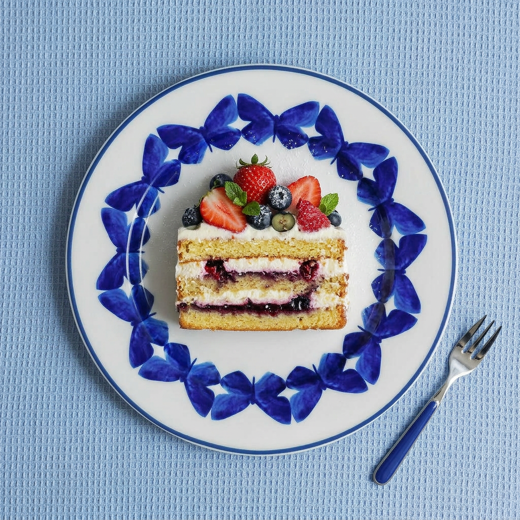 Adonis Blue Butterfly Porcelain Dessert Plates, Set of 4