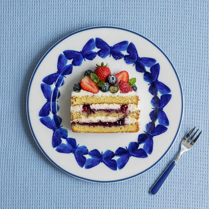 Adonis Blue Butterfly Porcelain Dessert Plates, Set of 4