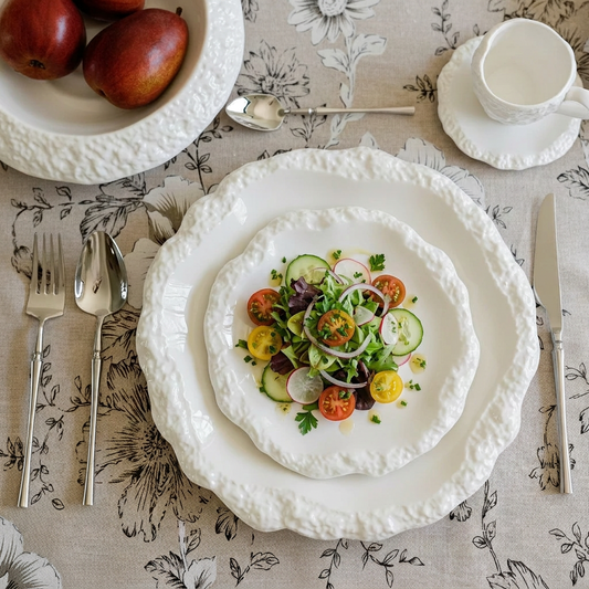 Amalfi Textured Rim Porcelain Salad Plates, Set of 4