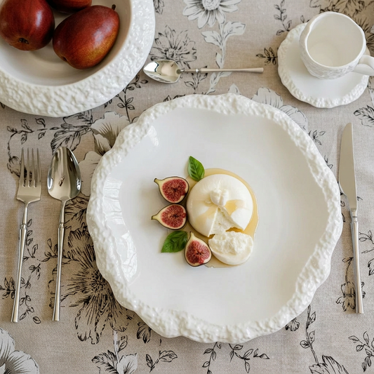 Amalfi Textured Rim Porcelain Dinner Plates, Set of 4