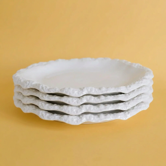 Amalfi Textured Rim Porcelain Dinner Plates, Set of 4
