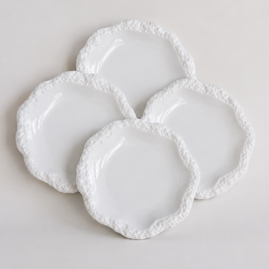 Amalfi Textured Rim Porcelain Salad Plates, Set of 4