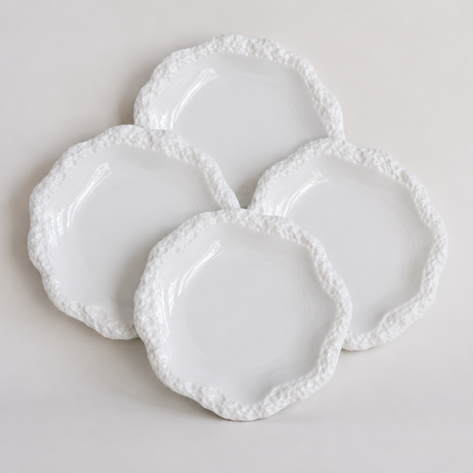 Amalfi Textured Rim Porcelain Salad Plates, Set of 4