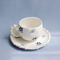 Beaded Blossom Tea Cup and Saucer Set, Set of 4
