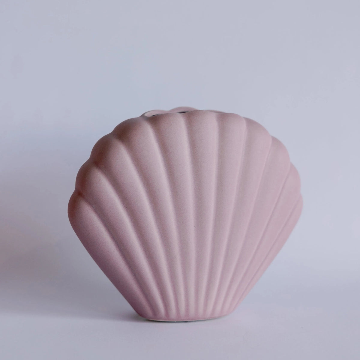 Ceramic seashell bud vase with sculpted seashell silhouette for single stems