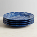 Coastal Chinoiserie Blue & White Dinner Plates, Set of 4