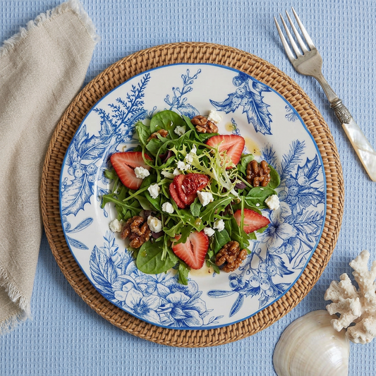 Coastal Chinoiserie Blue & White Salad Plates, Set of 4