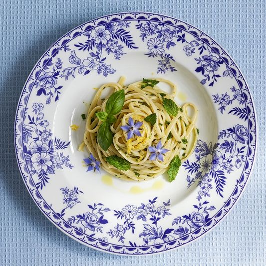 Indigo Wildflower Blue Floral Salad Plates, Set of 4