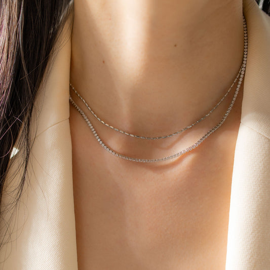 Double Layer White Gold Necklace