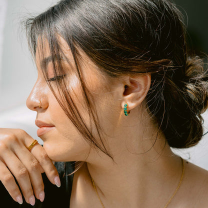 Green Gem Loop Earrings