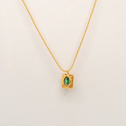 Vintage Green Gem Necklace