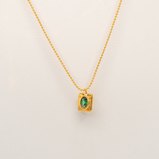 Vintage Green Gem Necklace