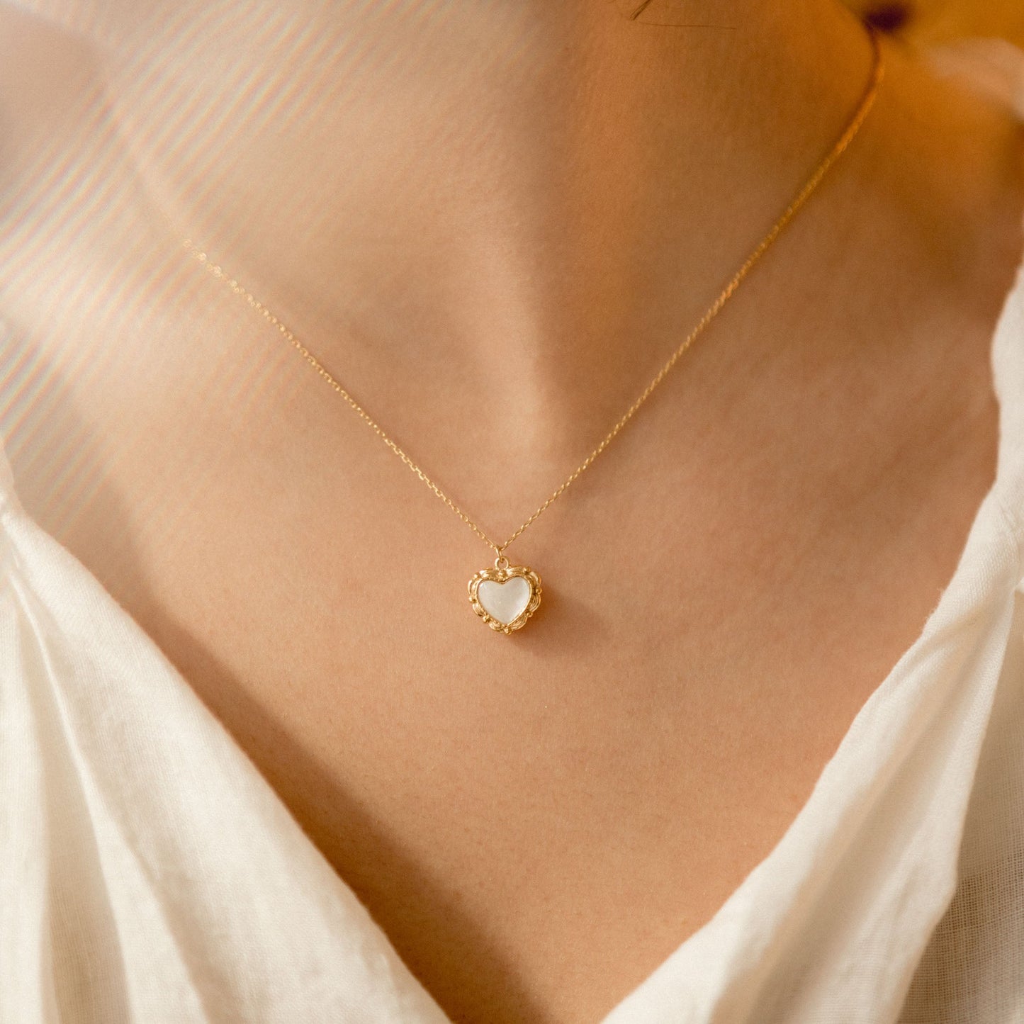 Mother of Pearl Heart Necklace