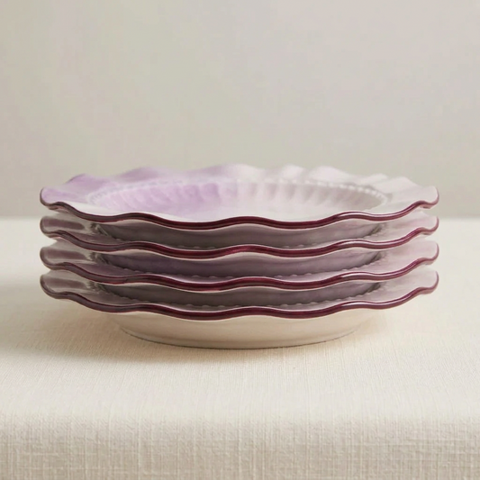 Lavender Ombre Ruffle Salad Plates, Set of 4