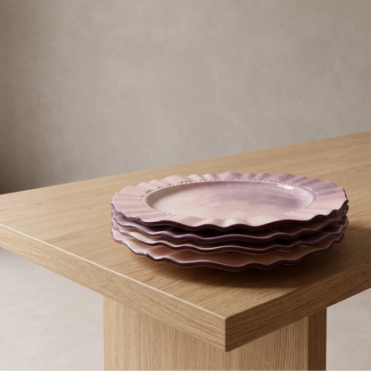Lavender Ombre Ruffle Dinner Plates, Set of 4