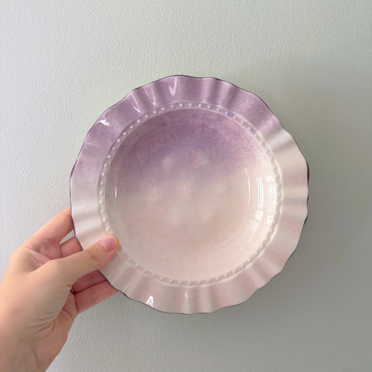 Lavender Ombre Ruffle Pasta Plates, Set of 4