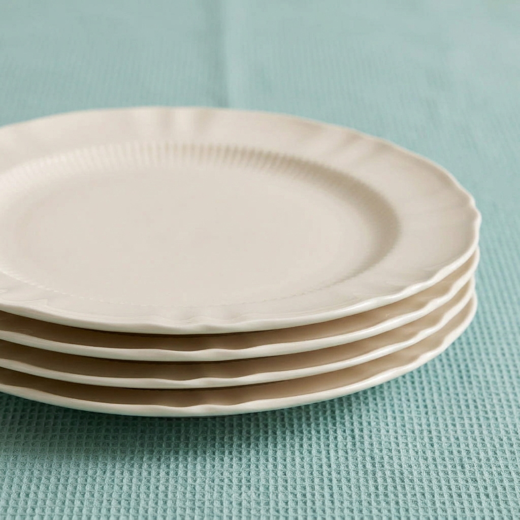 Provence Pleated Porcelain Salad Plates, Set of 4