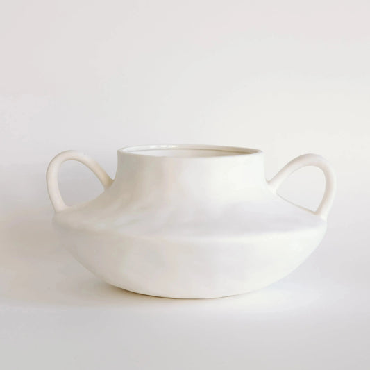 Stout Amphora ceramic vase with double-eared amphora silhouette in matte finish