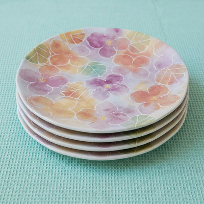 Watercolor Wildflower Floral Dinner Plates, Set of 4