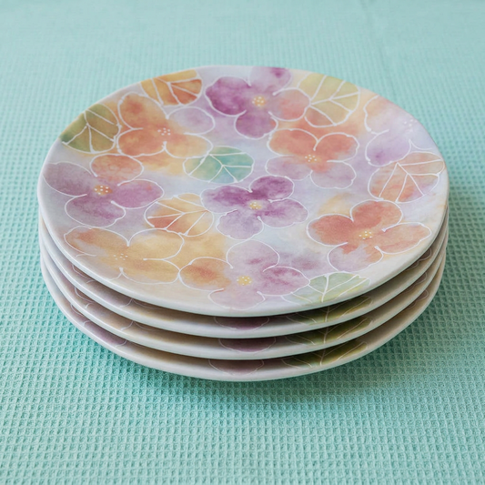 Watercolor Wildflower Floral Dinner Plates, Set of 4