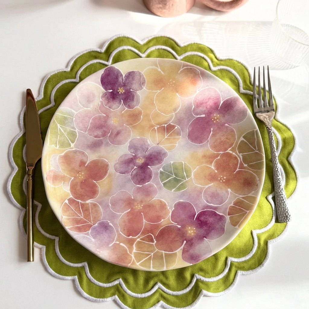Watercolor Wildflower Floral Dinner Plates, Set of 4