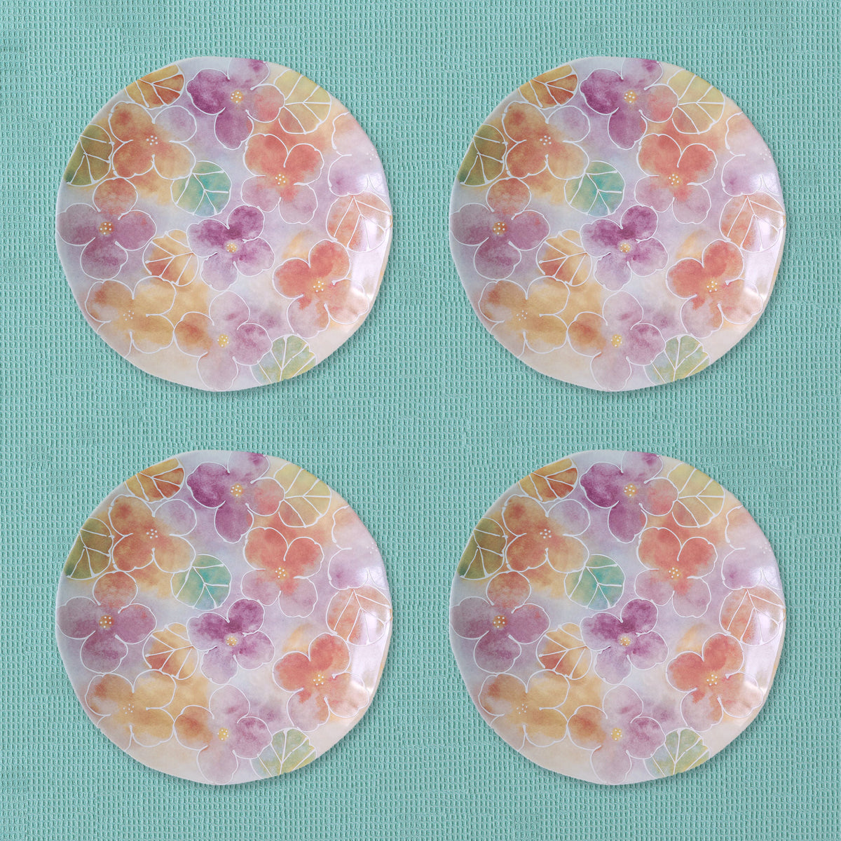 Watercolor Wildflower Floral Dinner Plates, Set of 4