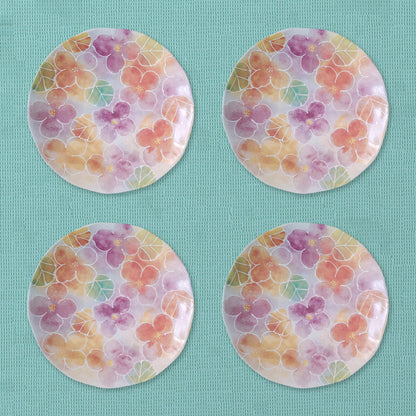 Watercolor Wildflower Floral Dinner Plates, Set of 4